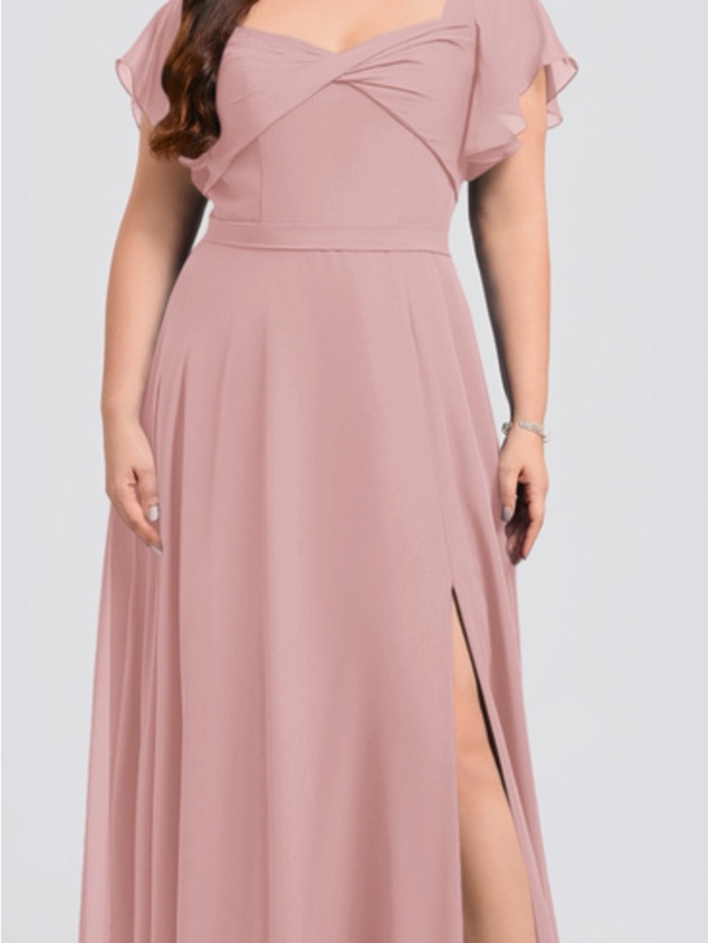 Blush Pink Flutter Sleeve Evening Dress Like New